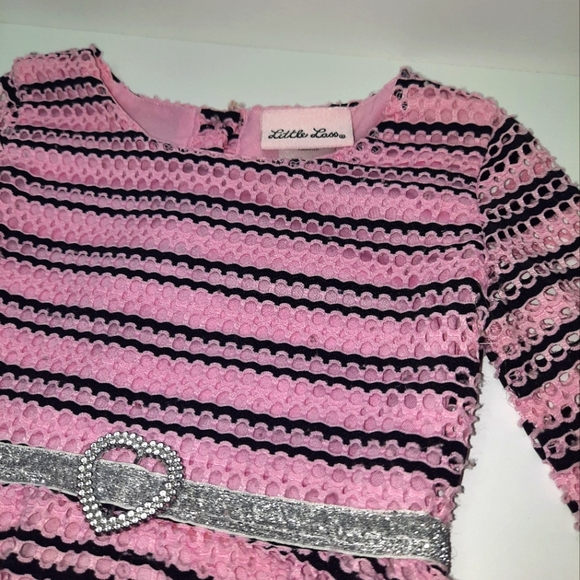 Little Lass | Pink & Black Mesh Dress 18m - Picture 5 of 7